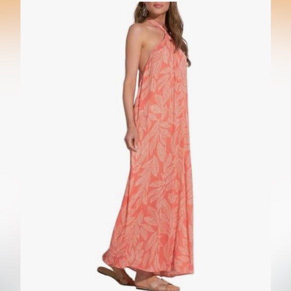 Elan Coral Halter maxi dress NWT - Picture 4 of 10